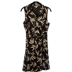 Womens Sleeveless Tropical Summer Dress Size 8 Black Tan Belt